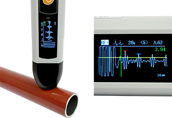 厚さ1mm以上の平板・2mm以上のパイプにおすすめ、荒れた塗装や2mm程度の厚いライニング上でも測定