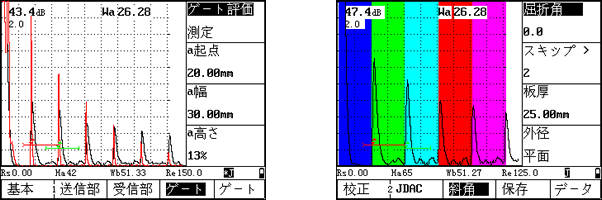 MA表示（波形比較機能）、斜角スキップ点色別表示機能程